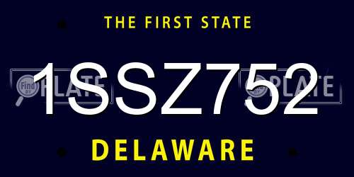 1SSZ752 Delaware License Plate