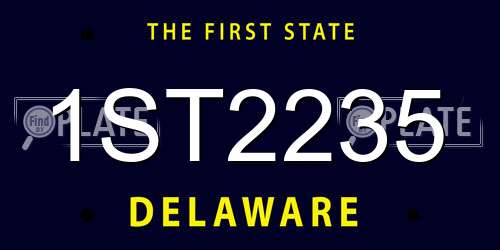 1ST2235 Delaware License Plate