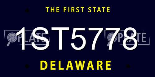 1ST5778 Delaware License Plate
