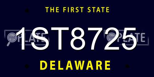 1ST8725 Delaware License Plate