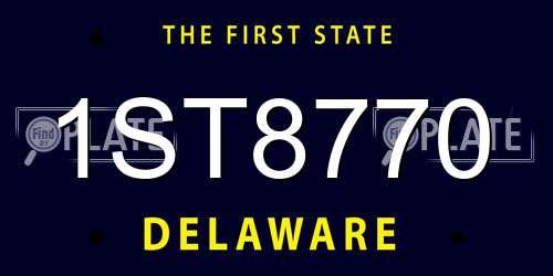 1ST8770 Delaware License Plate
