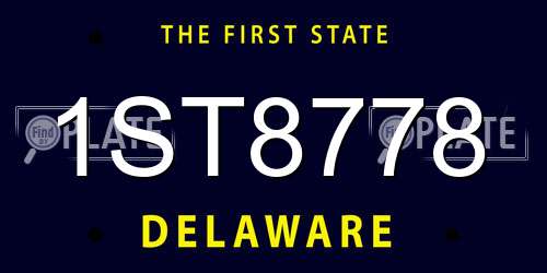 1ST8778 Delaware License Plate