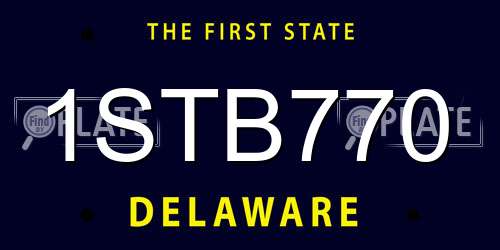 1STB770 Delaware License Plate