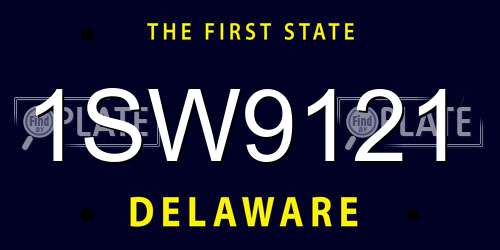 1SW9121 Delaware License Plate