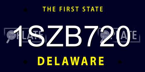 1SZB720 Delaware License Plate