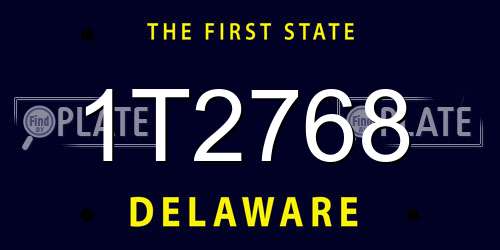 1T2768 Delaware License Plate