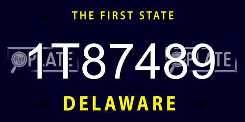 1T87489 Delaware License Plate