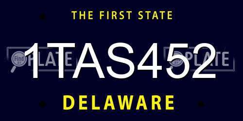1TAS452 Delaware License Plate