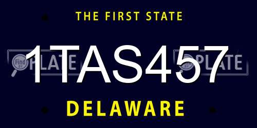 1TAS457 Delaware License Plate