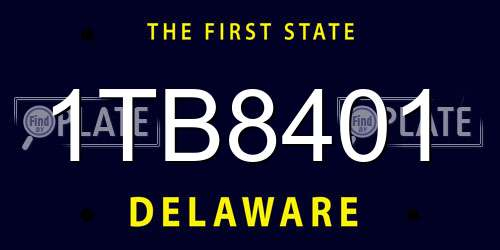 1TB8401 Delaware License Plate