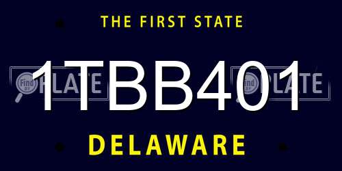 1TBB401 Delaware License Plate