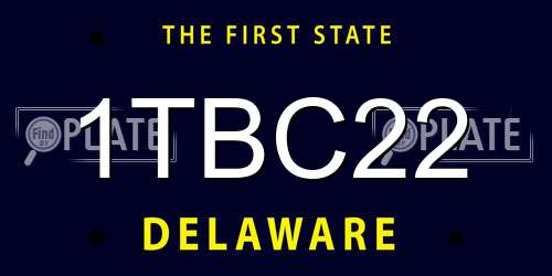1TBC22 Delaware License Plate