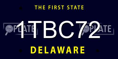 1TBC72 Delaware License Plate