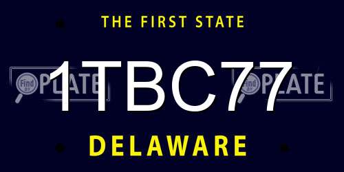 1TBC77 Delaware License Plate