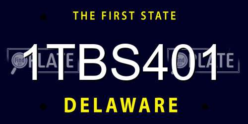 1TBS401 Delaware License Plate