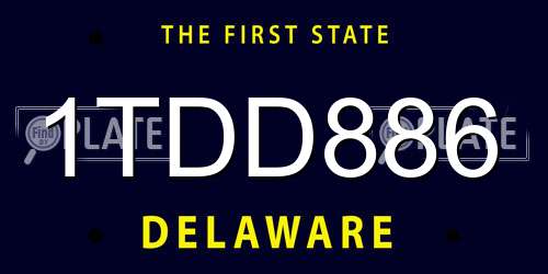 1TDD886 Delaware License Plate