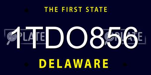 1TDO856 Delaware License Plate