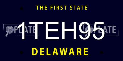 1TEH95 Delaware License Plate