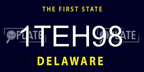 1TEH98 Delaware License Plate