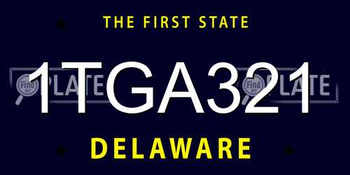 1TGA321 Delaware License Plate