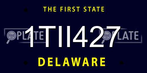 1TII427 Delaware License Plate