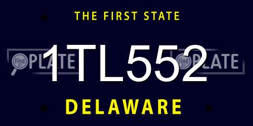 1TL552 Delaware License Plate