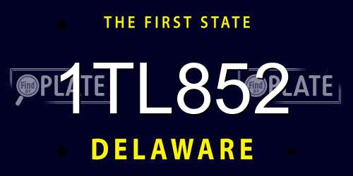 1TL852 Delaware License Plate