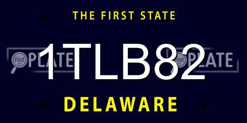 1TLB82 Delaware License Plate