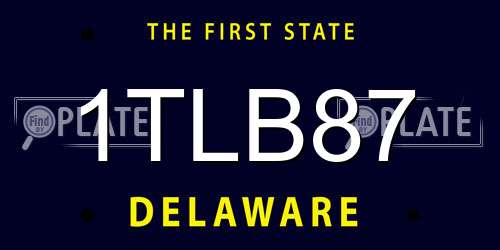 1TLB87 Delaware License Plate