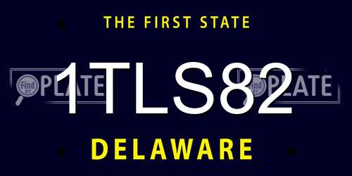 1TLS82 Delaware License Plate