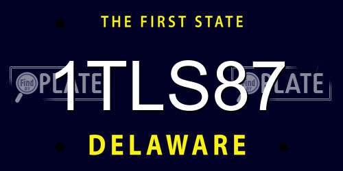 1TLS87 Delaware License Plate