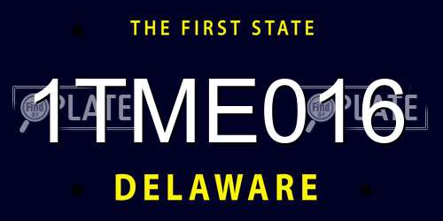 1TME016 Delaware License Plate