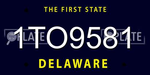 1TO9581 Delaware License Plate