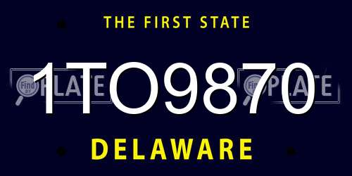 1TO9870 Delaware License Plate