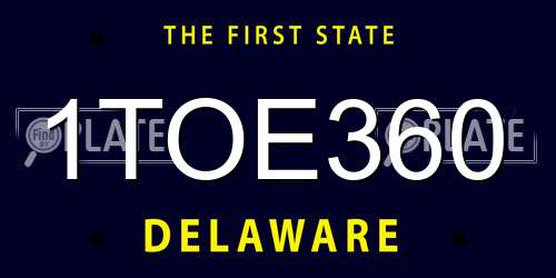 1TOE360 Delaware License Plate