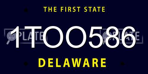 1TOO586 Delaware License Plate