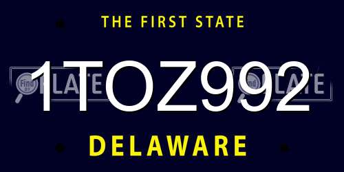 1TOZ992 Delaware License Plate