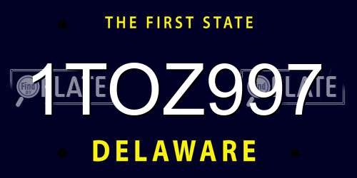 1TOZ997 Delaware License Plate