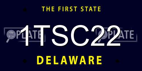 1TSC22 Delaware License Plate