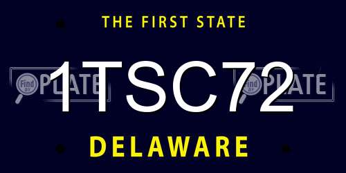 1TSC72 Delaware License Plate