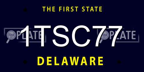 1TSC77 Delaware License Plate
