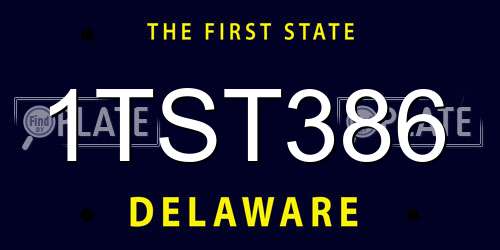 1TST386 Delaware License Plate
