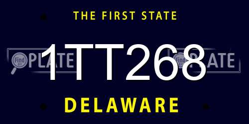 1TT268 Delaware License Plate