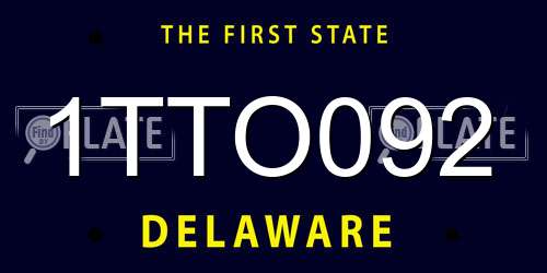 1TTO092 Delaware License Plate
