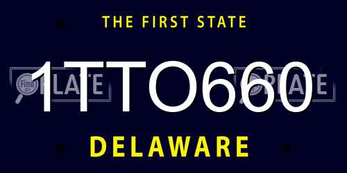 1TTO660 Delaware License Plate