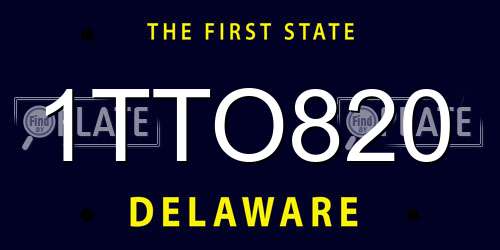1TTO820 Delaware License Plate