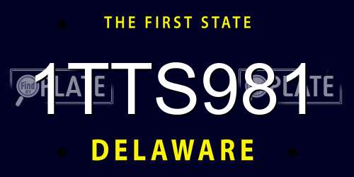 1TTS981 Delaware License Plate