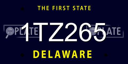 1TZ265 Delaware License Plate