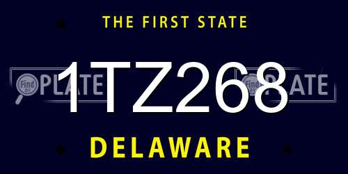 1TZ268 Delaware License Plate