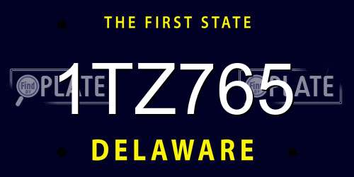 1TZ765 Delaware License Plate